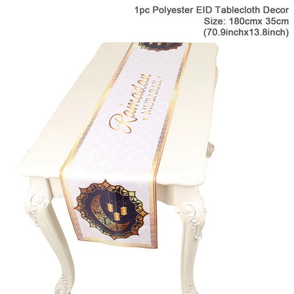Ramadan Decor Table Runner EID Mubarak Decoration 2024 for Home Tablecloth Ramadan Kareem Islamic Muslim Party Eid Al Adha
