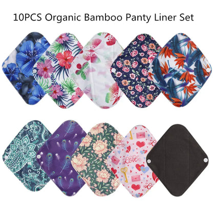 [Simfamily]10PCS Reusable Pads Bamboo Charcoal Sanitary Pads Mama Menstrual Cotton Pads Washable Panty Liner Pads Health Feminin