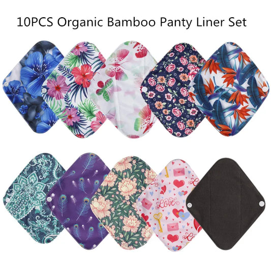 [Simfamily]10PCS Reusable Pads Bamboo Charcoal Sanitary Pads Mama Menstrual Cotton Pads Washable Panty Liner Pads Health Feminin