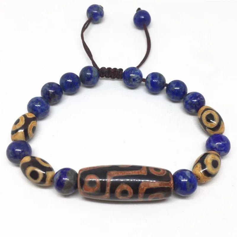 Tibet Dzi Beads Bracelet Natural Stone 9 Eyes and 3 Eyes Beads Fengshui Beads Bracelet