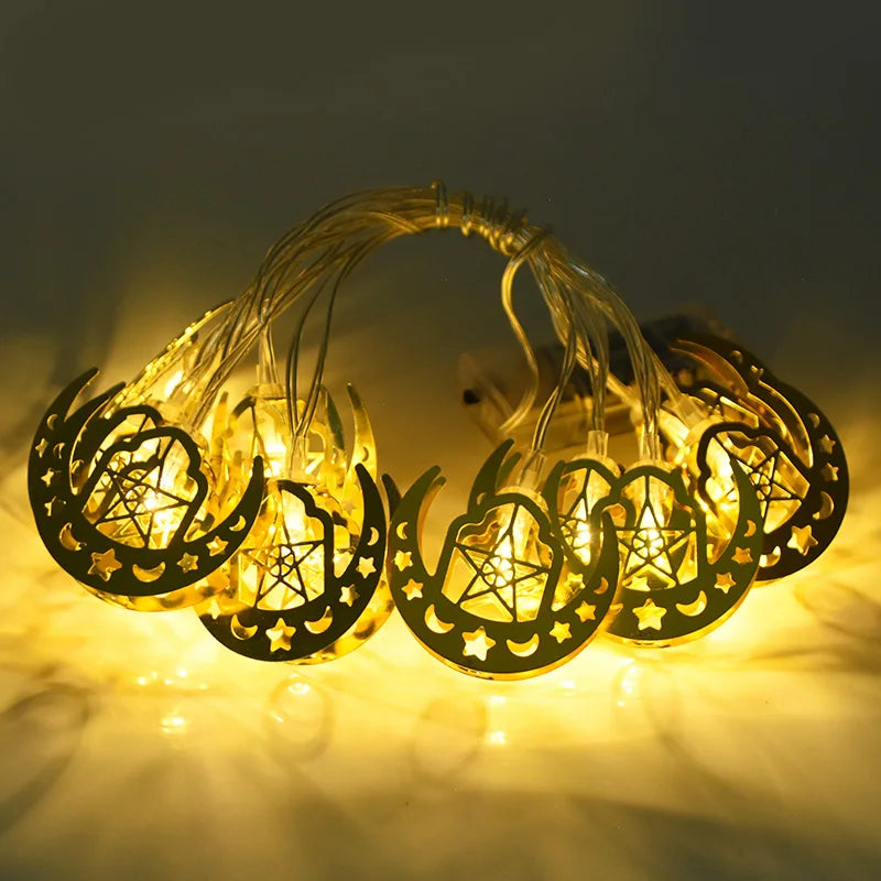 Ramadan Decoration Plastic Lantern Led String Lights Ramadan Kareem Decor Eid Mubarak Al-Fitr Eid Festival Party Supplies