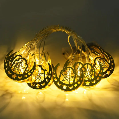 Ramadan Decoration Plastic Lantern Led String Lights Ramadan Kareem Decor Eid Mubarak Al-Fitr Eid Festival Party Supplies