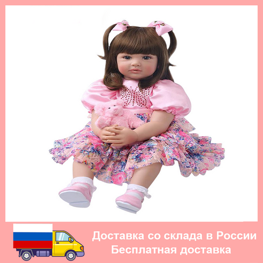 BZDOLL Lifelike 24inch Reborn Toddler Doll (Soft Silicone Limbs, Cloth Body) Alive 60cm Princess Baby Girl Brinquedos