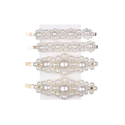 5Pcs/Set Pearl Hair Clip Snap Button Hair Pins for Women Sweet Pearl Hairpin Hair Clips Jewelry Lady Barrette Stick