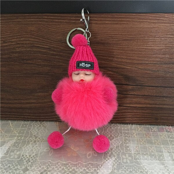 1PCS Cute Cartoon Doll Keychain Fur Ball Plush KeyChain Keyring Women Handbag Car Key Holder Bag Pendant Toys for Kids