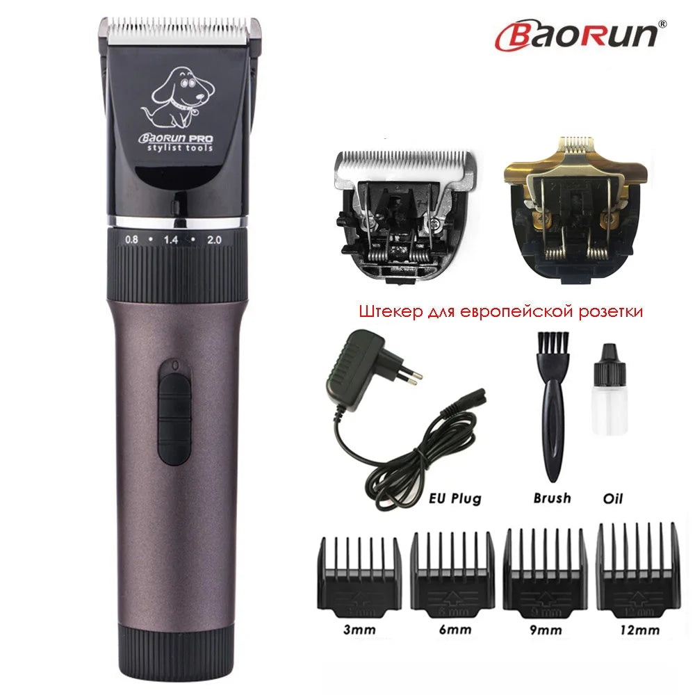 BaoRun P6 Professional Dog Hair Trimmer Rechargeable Pet Cat Grooming Clipper Shaver Low-Noise Electric Cutters Haircut Machine