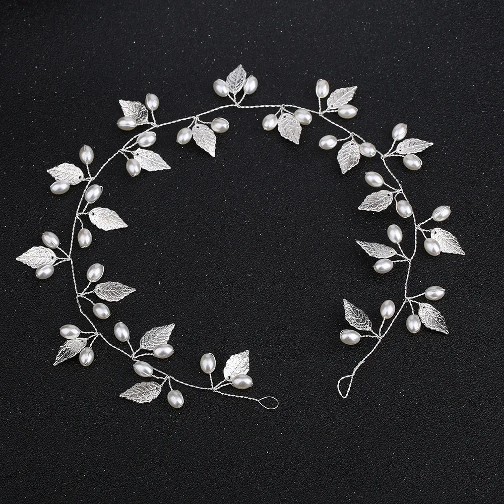 Gold/Silver Color Headbands Bride Hair Accessories Flower Pearl Crystal Hairbands Bridal Tiaras Headpiece Wedding Hair Jewelry