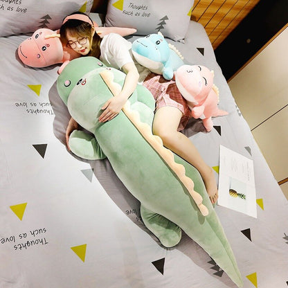 New Big Size Long Lovely Dinosaur Plush Toy Soft Cartoon Animal Dinosaur Stuffed Doll Boyfriend Pillow Kids Girl Birthday