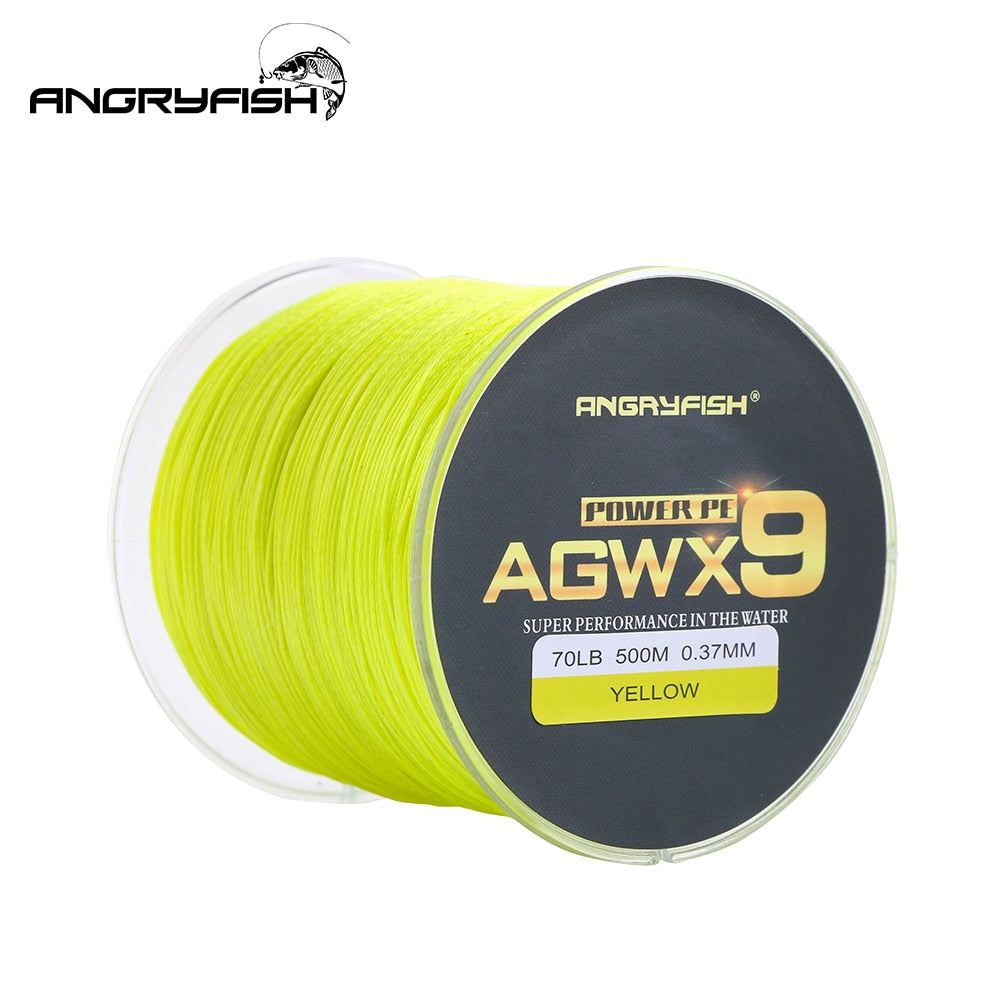 Angryfish Super Strong PE Line Braided Fishing Thread 9 Strands Weaves Braided 500m/547yd Fishing Line