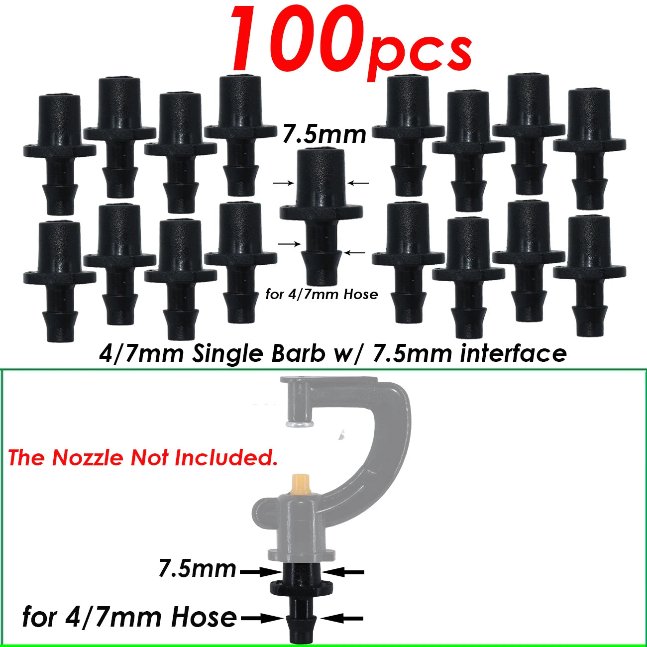 50-200pcs Durable 1/4'' C-Type Hook Fixed Stem Support Holder Stakes for 4/7mm Hose Flowerpot Drip Irrigation Fitting Greenhouse