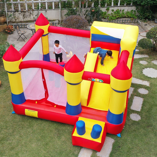YARD Large Inflatable Bouncer Trampoline With Obstacle Slide 4*3.8*2.5M Outdoors Home Use PVC Oxford Christmas Birthday