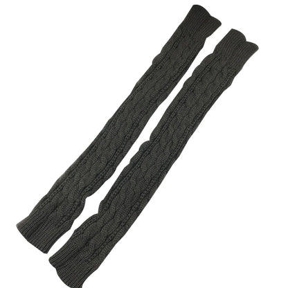 1 Pair Autumn Winter Women Knit Gloves Arm Wrist Sleeve Hand Warmer Girls Rhombus Long Half Winter Mittens Fingerless Gloves