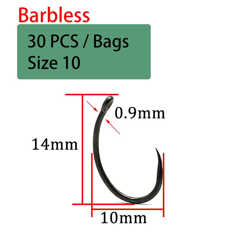 30PCS High Carbon Steel Carp Hooks Coating Carp Fishing Hook Wide Gape With Micro Barb Matt Black Yn Hook for Carp Coarse