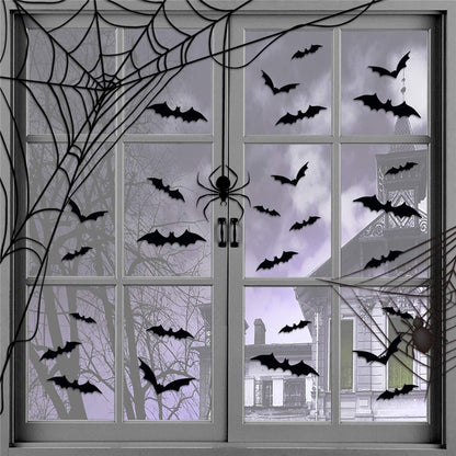 24/48pcs Halloween Decoration 3D Black PVC Bat Halloween Party DIY Decor Bar Room Halloween Party Scary Decos Props Wall Sticker
