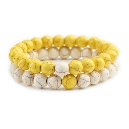 2Pcs/Set Couple Distance Beaded Bracelet Natural Stone Strand Bracelets Homme Charm Yoga Jewelry for Women Men Best Friend