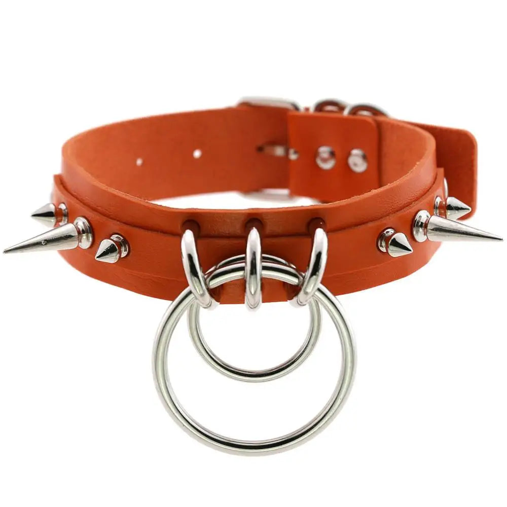 KMVEXO Punk Spike Metal Collar Girls Leather Harness Choker Necklace for Women Party Club Chockers Gothic Jewelry Harajuku 2019