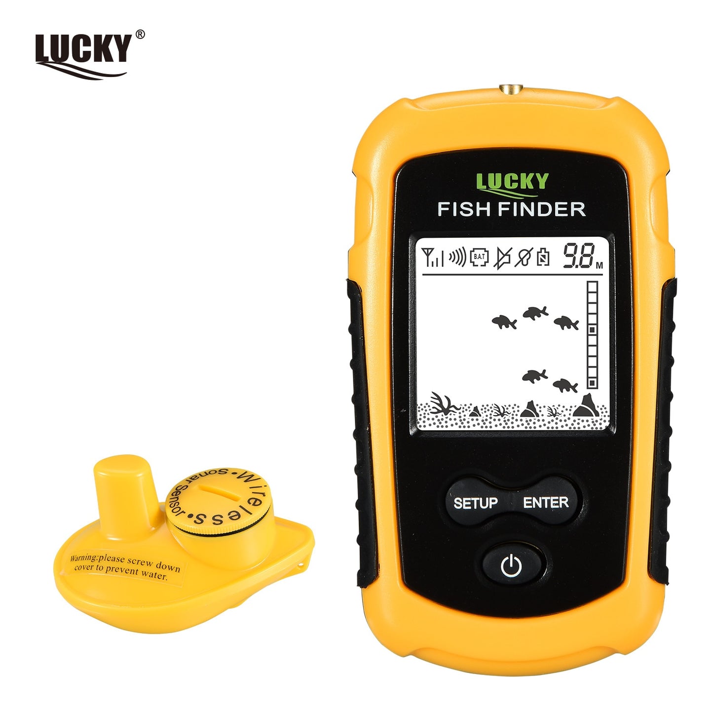 LUCKY FFW1108-1& FFCW1108-1 Fish Finder Portable Echo Sounder Wireless Range 400feet(120m) Electronic Fishing Tackle
