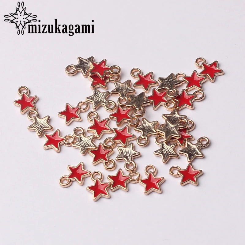 Zinc Alloy Black White Enamel Charms Mini Stars Charms 6mm 50pcs/Lot for DIY Jewelry Making Finding Accessories