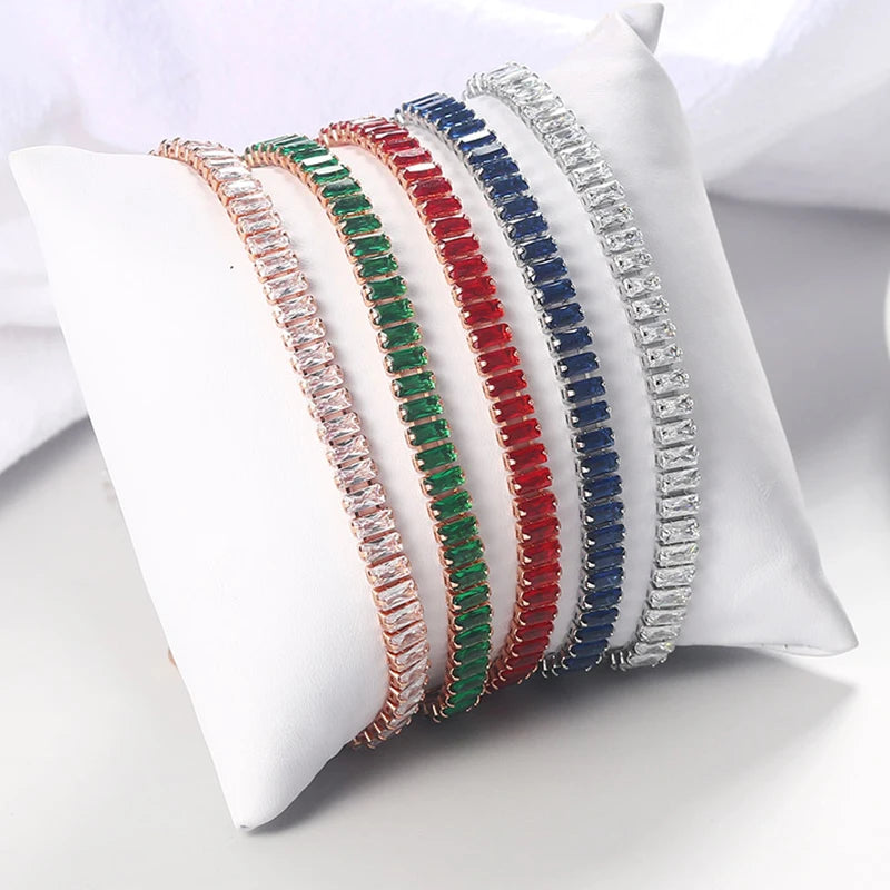 ZHOUYANG Tennis Bracelet for Woman Trendy Simple Adjustable Rose White Gold Color Bracelets Fashion Jewelry DZH009