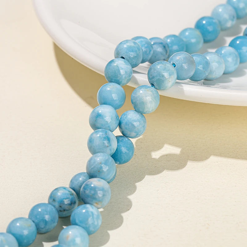 Natural Stone Sea Blue China Larimar Bead Round Loose Spacer Dyed Color Bead for Jewelry Making Diy Bracelet Neckace Accessory