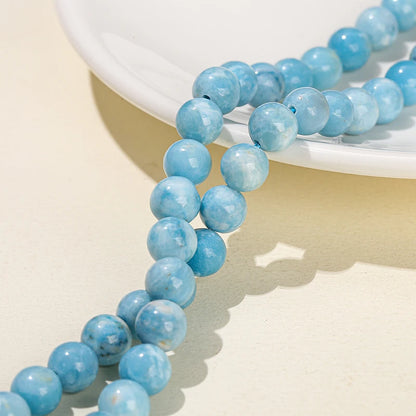 Natural Stone Sea Blue China Larimar Bead Round Loose Spacer Dyed Color Bead for Jewelry Making Diy Bracelet Neckace Accessory