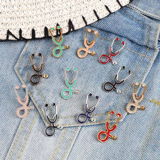 Creative 18 Styles Colorful Brooches Doctor Nurse Stethoscope Enamel Pins Medical Denim Jackets Bag Jewelry Button Badges