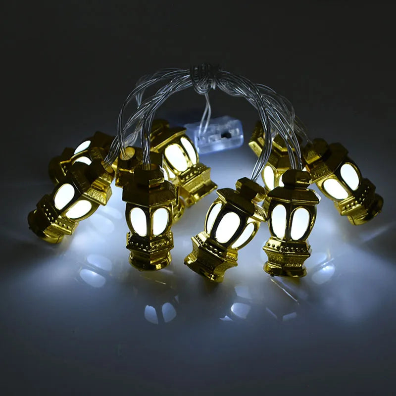 Ramadan Decoration Plastic Lantern Led String Lights Ramadan Kareem Decor Eid Mubarak Al-Fitr Eid Festival Party Supplies