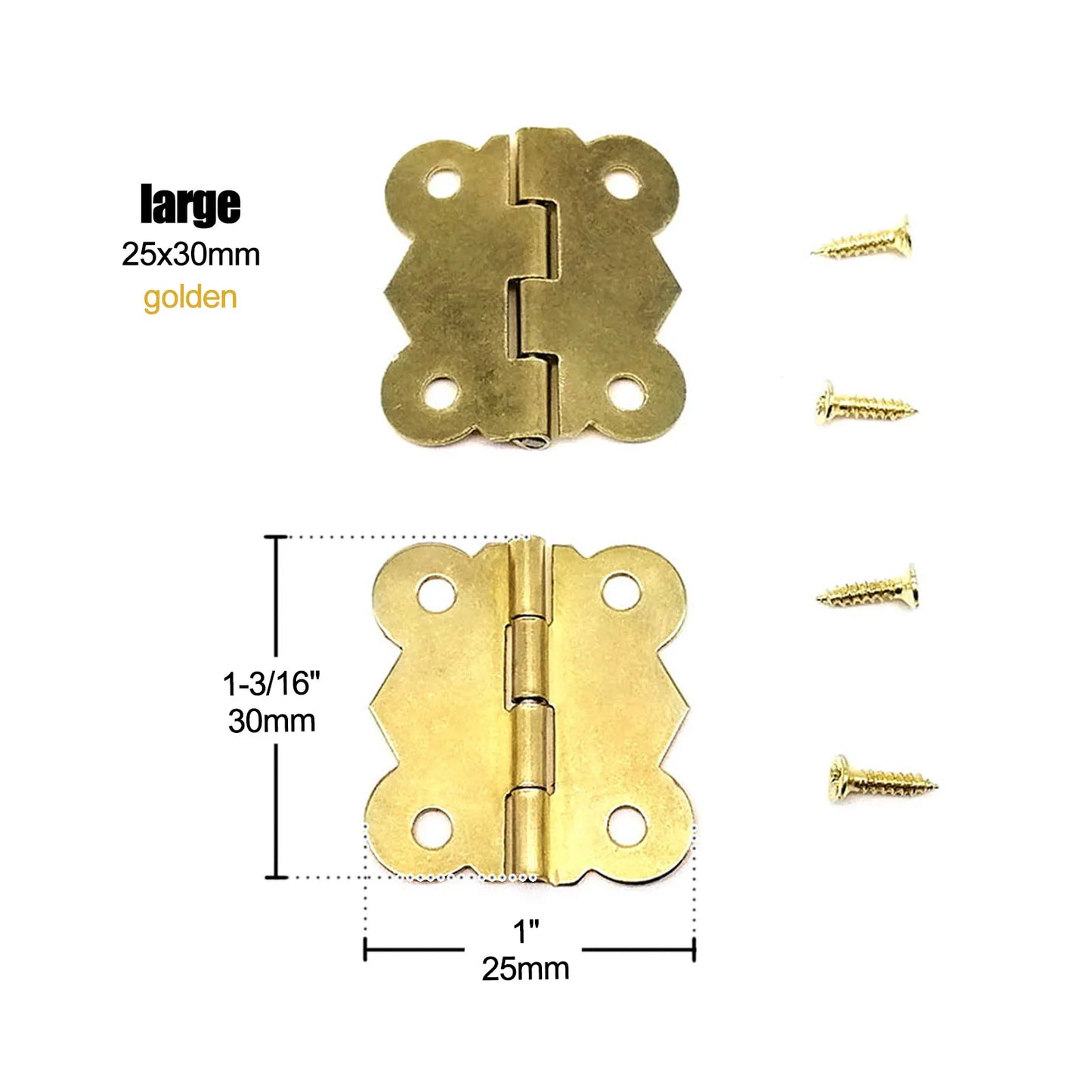 12pcs Mini Butterfly Shape Jewelry Chest Wooden Box Case Furniture Dollhouse Door Hinge With Screw 17x20 20x25 25x30mm