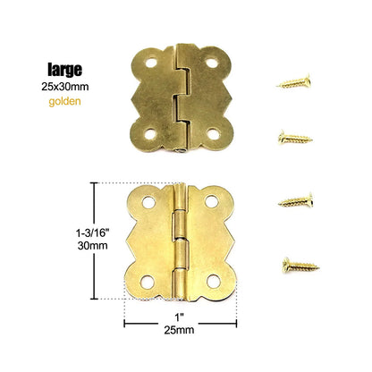 12pcs Mini Butterfly Shape Jewelry Chest Wooden Box Case Furniture Dollhouse Door Hinge With Screw 17x20 20x25 25x30mm