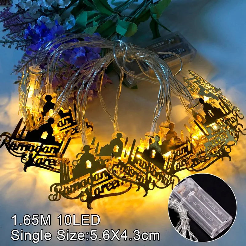 1.6M Moon Star Led Light String Eid Mubarak Decor Ramadan Decor for Home Muslim Islamic Decor Hajj Ramadan Kareem Eid Al Adha