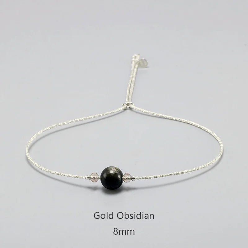Handmade Moonstone Bracelet Thin Rope With Natural Crystal 925 Sterling Silver Beads Personalized Bracelets for Women