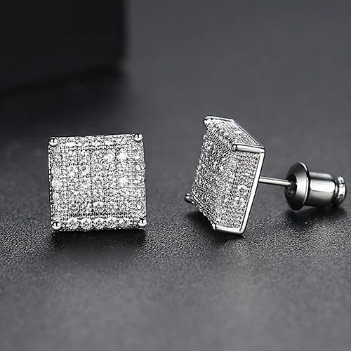 LUOTEEMI Elegant Small Hip Hop Round Stud Earrings for Women Korean Style AAA Black/White Cubic Zircon Fashion Jewelry for Men