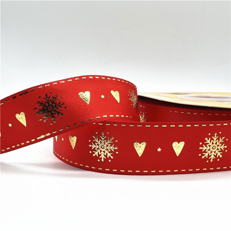 5yards 1inch 25mm Christmas Ribbon Printed Christmas Polyester Ribbon for Handmade Design Christmas Decoration
