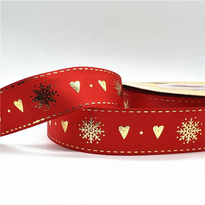 5yards 1inch 25mm Christmas Ribbon Printed Christmas Polyester Ribbon for Handmade Design Christmas Decoration