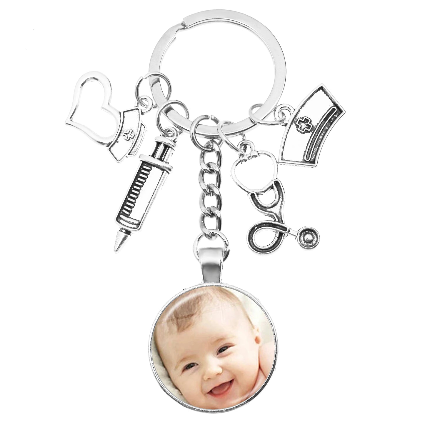 Personalized Custom Keychain Photo Mum Dad Baby Children Grandpa Parents Custom Designed Photo for Family Anniversary