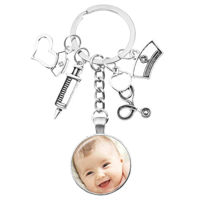 Personalized Custom Keychain Photo Mum Dad Baby Children Grandpa Parents Custom Designed Photo for Family Anniversary