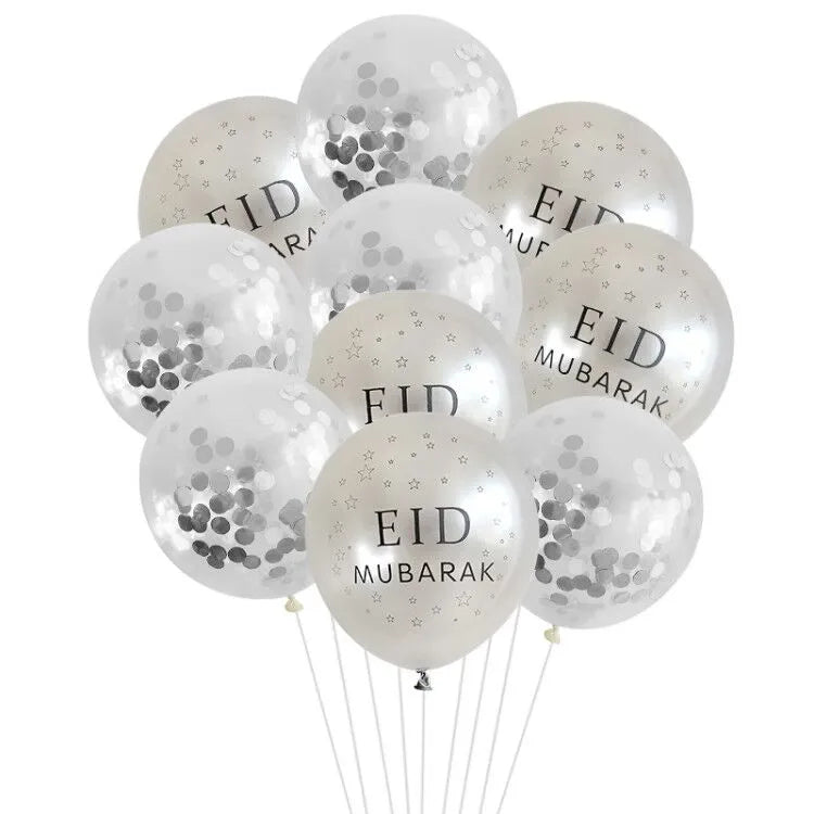 10pcs Eid Mubarak Latex Balloon Balloons Ramadan Kareem Decoration Ramadan Mubarak Muslim Islamic Festival Party DIY Decorations