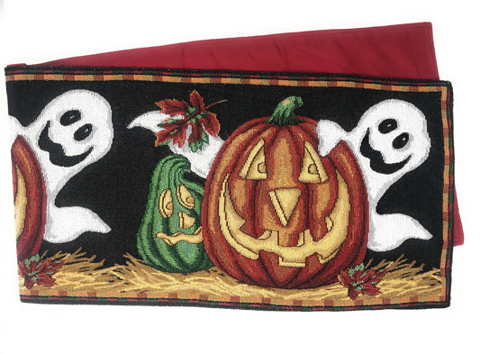 DaDa Bedding Halloween Pumpkins Table Runner, Harvest Orange Tapestry (12914)