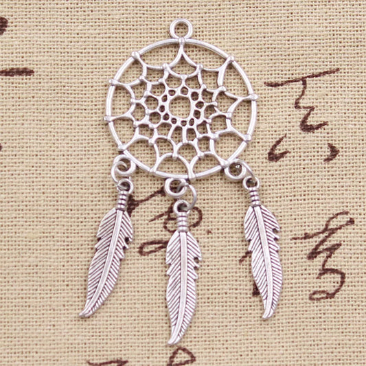 5pcs Charms Native Dream Catcher Connector Antique Making Pendant Fit,Vintage Tibetan Bronze Silver Color,DIY Handmade Jewelry
