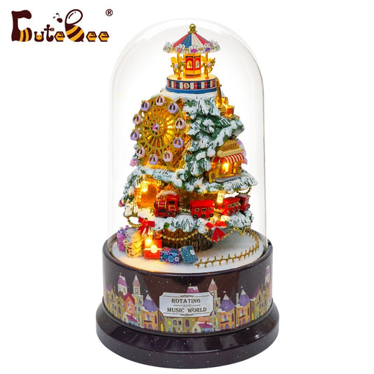 Dollhouse Miniature DIY Doll House With Furnitures Wooden House Toys for Children Birthday With Dust Cover Rotate Music 29