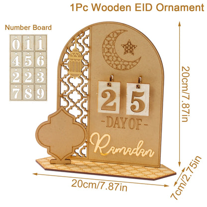 Ramadan Countdown Calendar Eid Mubarak Wooden Ornament 2024 Ramadan Decoration for Home Islam Muslim Party Decor Ramadan Kareem