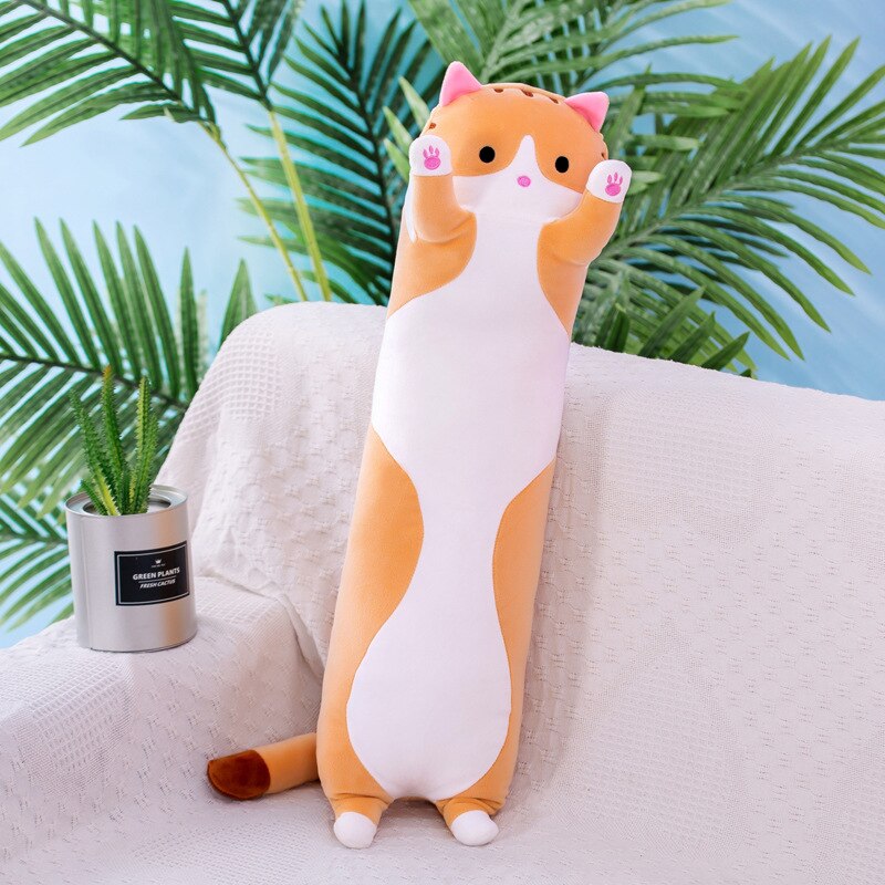 Big Animal Cat Plush Toys Cute Creative Long Soft Toys Office Lunch Break Nap Sleeping Pillow Cushion Stuffed Doll for Kids