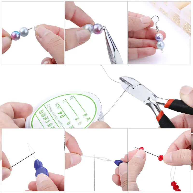 Jewelry Findings Tool Set Open Jump Ring/Lobster Clasp/Tail Chain/Clip Buckle/Drop Kit/Earring Hooks/ for DIY Jewelry Making