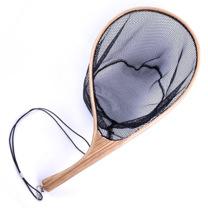 Maximumcatch Fly Fishing Landing Net Nylon Trout Catch and Release Net With Curve Wood Handle Tenkara Net