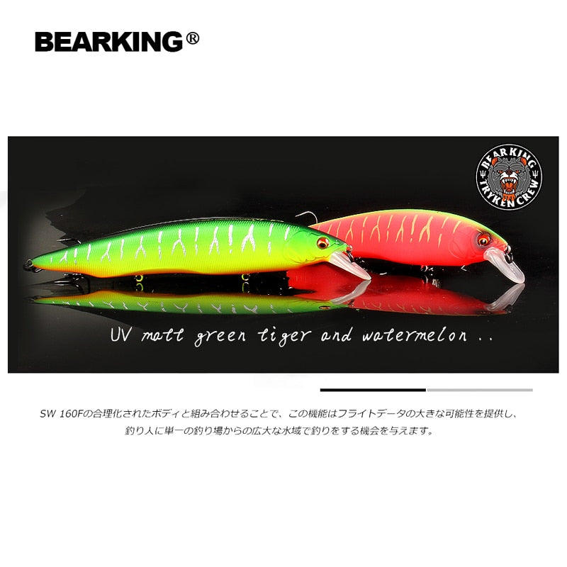 BEARKING 160mm 30g Hot Fishing Lures Assorted Colors Minnow Crank Tungsten Weight System Wobbler Model Crank Artificial Bait
