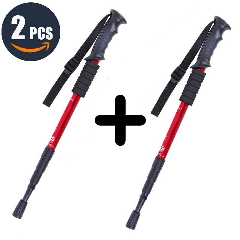 VILEAD Nordic Stick Adjustable Retractable Cane Outdoor Portable Travel Hiking Trekking Poles 2 Pcs 50-105cm