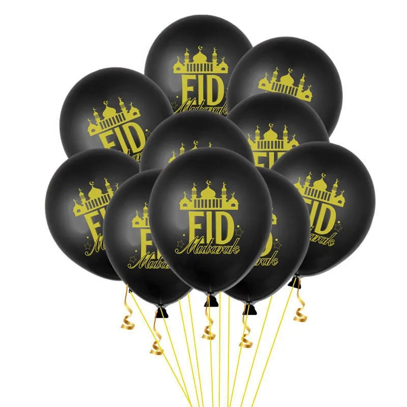 10pcs Eid Mubarak Latex Balloon Balloons Ramadan Kareem Decoration Ramadan Mubarak Muslim Islamic Festival Party DIY Decorations