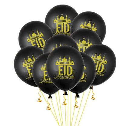10pcs Eid Mubarak Latex Balloon Balloons Ramadan Kareem Decoration Ramadan Mubarak Muslim Islamic Festival Party DIY Decorations