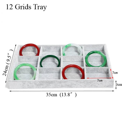 Ice Grey Velvet Jewelry Tray Jewelllery Storage Box Watch Holder Necklace Ring Earrings Pendant Display Organizer Series