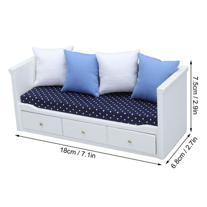 1/12 Miniature Sofa Simulation Dollhouse Sofa Living Room Furniture Children Doll House DIY Pretend Play Role Toys